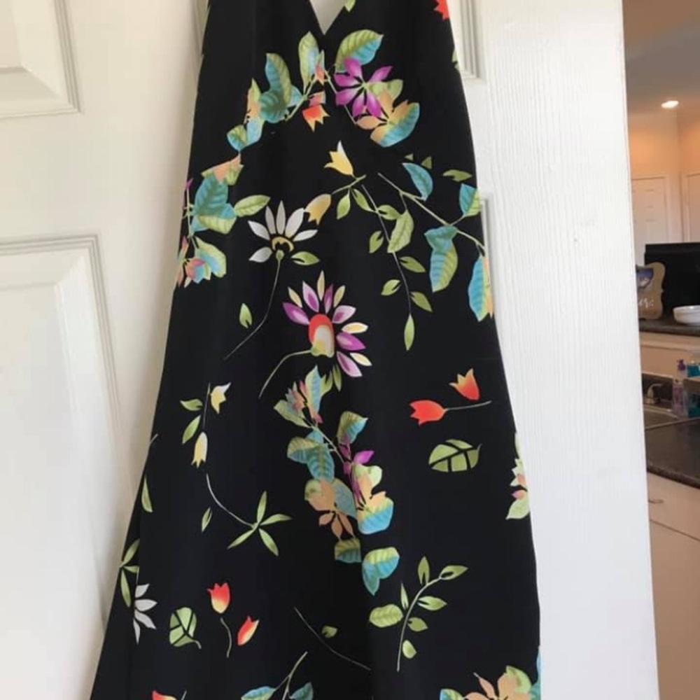 Black floral halter dress
